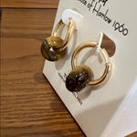 House of Harlow 1960 | Gold Hoop Tiger Eye Earrings Photo 3