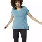 Reebok NEW Supremium Womens Size XL V-Neck Blue Short Sleeve T-Shirt Workout Gym Photo 0