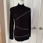 Tracy M Black Cotton Blend Turtleneck Sweater with Zipper Accents. Size S Photo 6