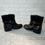 Ralph Lauren Makalia Boots Womens 8 Black Leather Suede Ankle Zip Buckle Riding Photo 9