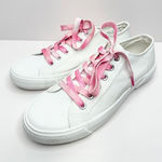 BP Canvas Sneakers Womens Size 6.5 White Pink Lace Up Casual Shoes Photo 0