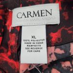 Carmen Marc Valvo  Red and Black Print Blouse with Bell Sleeves NWT Size XL Photo 5