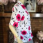 Tan Jay VINTAGE 1990'S PINK, BLACK & WHITE FLORAL PRINT BUTTON DOWN (8) Photo 3