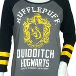 Harry Potter Women’s Hugglepuff Raglan Tee Gray White Quidditch Hogwarts Size M Black Size M Photo 5