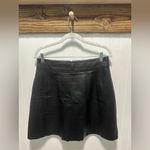 Massimo Dutti  Black Mini Skirt Front Zipper Sheep Leather Sz M Pockets Photo 1
