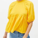 Urban Outfitters  Yellow Gold Candace Babydoll Top Large Cotton Keyhole‎ Opening Photo 0
