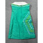 Lilly Pulitzer  Dress Sz 4 Strapless Comb Get it Bowen Green Embroidered‎ Mini Photo 3