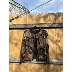 Vintage MSK Womens Floral Metallic Beaded Open Front Cardiganā Top Large Black Photo 1