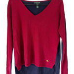 Ralph Lauren Lauren  Linen Blend Colorblock Long Sleeve V Neck Shirt Womens Small Photo 0