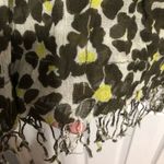 Long green lime green printed scarf with tassels 28” x 80” long Photo 2