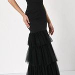Lulus NWT  Dramatic Fanatic Black Strapless Tulle Trumpet Maxi Dress Size S Photo 1