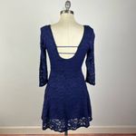 Free People  3/4 Sleeve Lace Dress in Navy Photo 5
