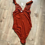 NWT We Are HAH x Free People Lace Bodysuit Burnt Orange Bronze Sz S Photo 4