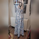Beautiful White/Blue Floral Maxi Dress Blue Size L Photo 3