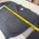 Vintage 90s PINK Forenza Navy Blue Gray Cropped V Neck Cotton Sweater Size Small Photo 8