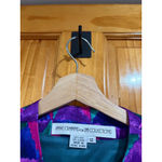 Anne Crimmins UMI Silk Floral Jewel Button Jacket Teal Magenta Vintage 80s 12 Pink Photo 2