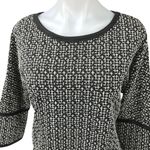 Max Studio Black White Tweed Crew Neck Long Sleeve Sweater Blouse Tunic Top Sz M Photo 2