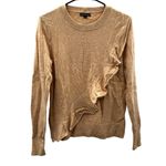 J.Crew  Mercantile Beige Asymmetrical Ruffle-Front‎ Crewneck Long Sleeve Sweater Photo 1