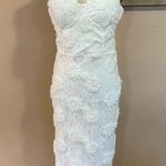 Lulus NWOT Sultry Romantic White Lace Textured Bustier Bodycon Midi Dress Photo 0