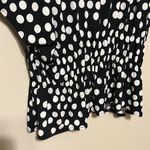 ZARA plunging v neck black and white polka dot print Top Size Medium Photo 6