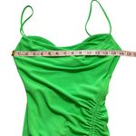 ZARA  XS GREEN MIDI DRESS WITH DRAPED DETAIL Ruched Tie Slit Christmas Party Photo 13