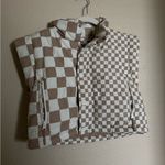 Beach Riot  Canyon Vest Size XS in Cream Tan Oversized Cropped Checkered Photo 3