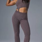 Alo Yoga Denim Knit Garter Tank Raisinette/Black S Photo 3