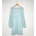 Anthropologie  Light Blue Eyelet Long Sleeve Mini Dress Size 6 Photo 2