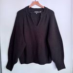Karl Lagerfeld  Paris‎ Black Metallic Split Neck Lured Knit Holiday Sweater XL Photo 7