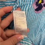 Maeve Anthropologie  Blue White Striped Pansy Embroidered Shirt Photo 8