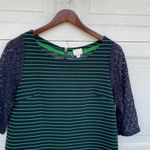 Anthropologie Postmark Women’s Shirt Forest Stripe Tunic Green Navy Medium Photo 3