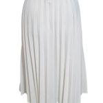 Vintage White 70s Preppy Pleated Polyester Pull On Midi Skirt Size 12 Photo 7