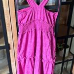 Pink Lily VICI Halter maxi dress Barbie purple pink embroidered floral sleeveless keyhole Photo 2