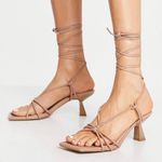 Simmi Ankle Tie Heels Beige Photo 0
