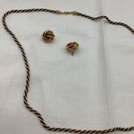 Trifari Vintage  Black Gold Tone Twist Opera Necklace 30” /Unsure Brand Earrings Photo 4