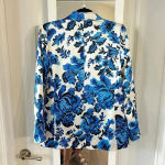 Christian LaCroix 786  Floral Silk Blazer Size XS Color White Blue Photo 6