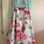 Bee Darlin  Floral Skirt Blue Lace Top Two Piece Prom Bridesmaids Dress size 7/8 Photo 1