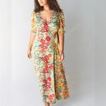 Natural Life Sofia wrap dress gold vintage floral size medium retro 70s hippie Photo 1