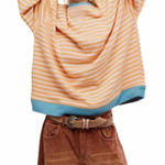 Free People NWOT  We The Free Women’s Classic Striped Crew Latte Combo Sz L Photo 0