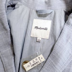 Madewell NEW Larsen Cotton Linen Relaxed Blazer in Windowpane Blue White Small Photo 5