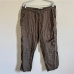 Free People 100% Linen Cargo Patchwork Pants Size Medium green taupe boho baggy Photo 8