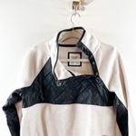 Abercrombie & Fitch Asymmetrical Snap Fleece Jacket White Black Small Photo 4