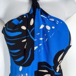 Reiss Erin Palm Print Halter Neck Maxi Dress Sleeveless Blue White Black Photo 14