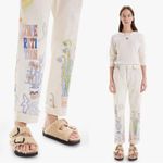 MOTHER • The Scrapper Cuff Ankle Fray in Superstition doodle graphic print art White Size 25 Photo 4