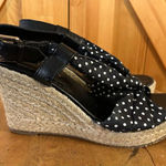 Laura Ashley  KILBY Wedge Sandals Espadrilles Shoes black white dots SZ 7B Photo 0