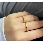 Boutique NEW Dainty Gold Plated Sterling Black Synthetic Diamond‎ Ring, Size 6 Photo 1