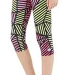 Nike Pro Neon Yellow/Pink Geometric Capri Leggings Photo 0
