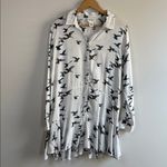 FOR THE REPUBLIC  Size XL white button-down long sleeve dress with a bird print Photo 1