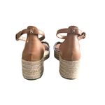 SAM and Libby Wedge Espadrille Sandals Denim Logo Buckle Tan Straps Size 6 Blue Photo 5