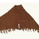 Handmade Brown Knitted Shawl Wrap Fringe Edges One Size Casual Winter Nights Photo 4